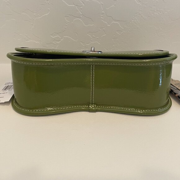 NWT Coach Wavy Dinky Bag Crinkle Patent Leather Olive Coachtopia CQ0… - Picture 9 of 14